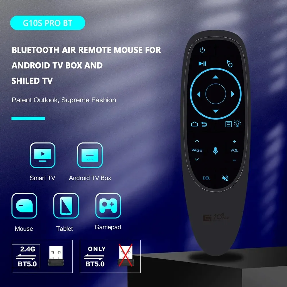 G10S Pro BT Voice Remote Control 2.4G Wireless Air Mouse 6-axis Gyroscope Backlit Smart TV Controller For Android Set-top Box