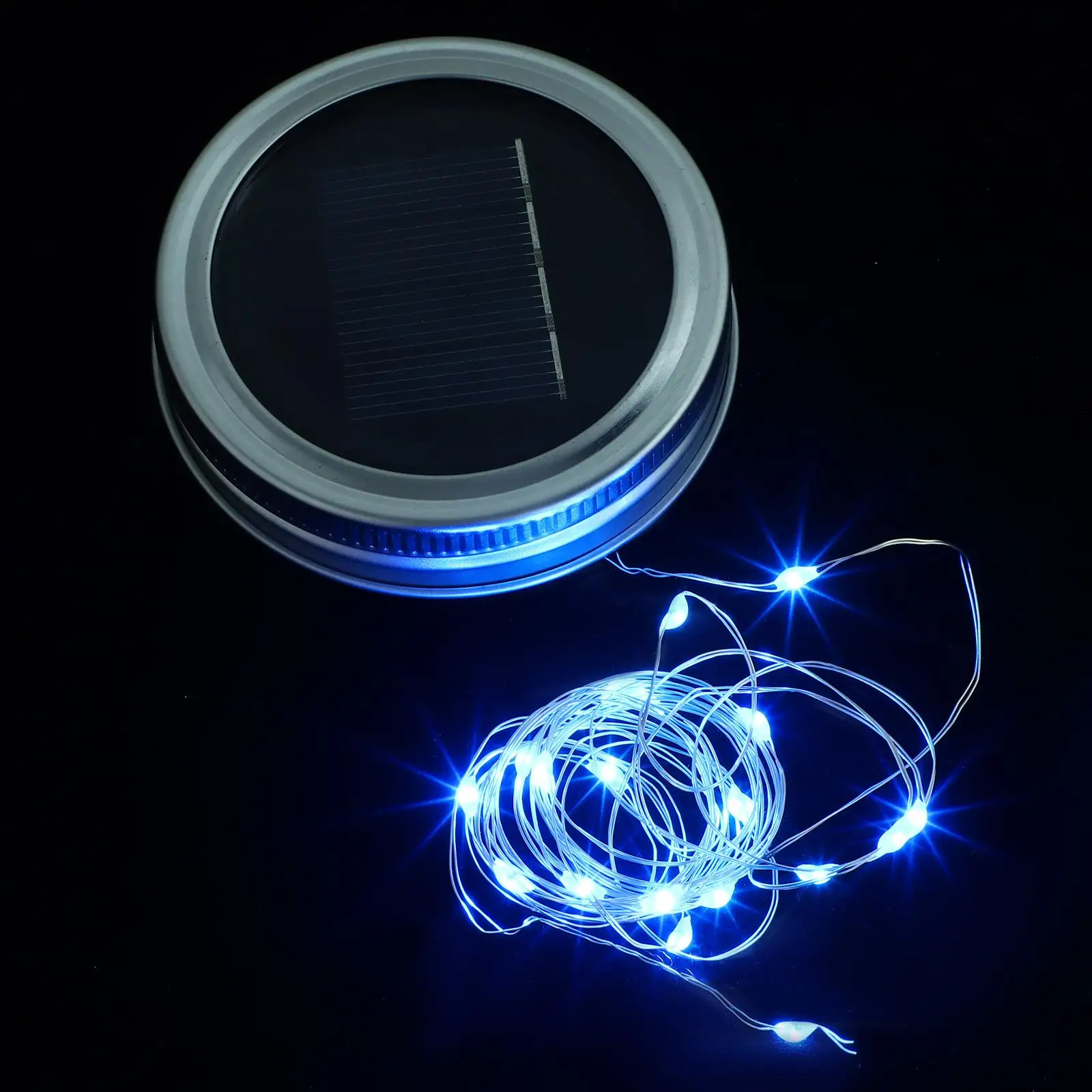 

Bottle Cap String Lights Led Garden Jar Solar for outside Fairy Jars Powered Lid