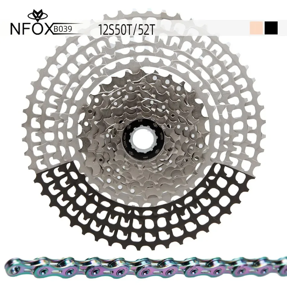 NFOX MTB 12-Gang-Kassette 50t/52t HG Kompatibel mit M9000 M8000 Mountainbike Freilaufkomponente CNC Schwarz Fahrradteil
