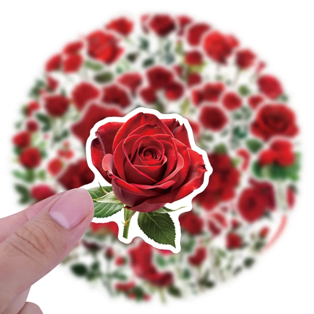 60 pezzi New Red Rose Cartoon Doodle adesivi decorativi creativi decorazione impermeabile per astuccio guardaroba frigorifero scrivania