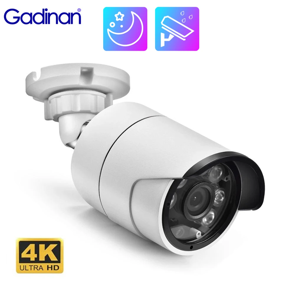 

Gadinan 8MP 4K IP Camera H.265+ Bullet Audio Night Vision 5MP 4MP POE Outdoor AI Face Detection Security Protection CCTV Camera