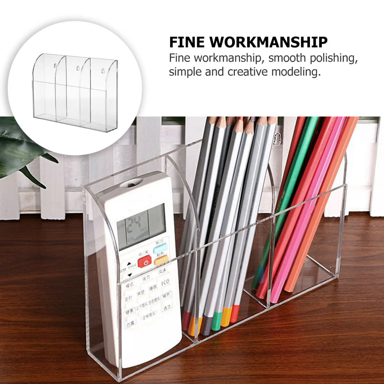 Acrylic Wall Mounted Storage Organizer Box for Remote Controls Pens Phones Keys Small Items