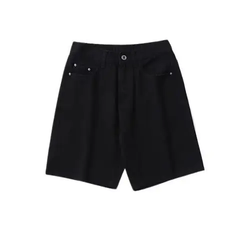 Japonês retro casual shorts meninos verão cor sólida solto ferramentas calças de cinco pontos moletom branco em linha reta calças esportivas