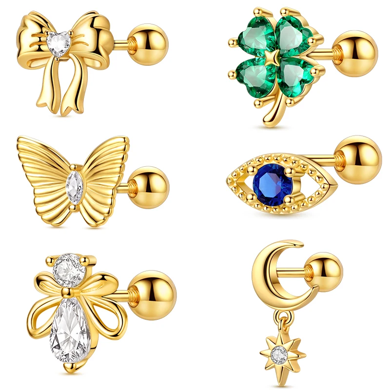 

Серьги-бантики, 1 шт., из стерлингового серебра 925 пробы, с четырехлистным клевером и оберегом от сглаза, для женщин, изысканные ювелирные украшения на день рождения и годовщину, подарки