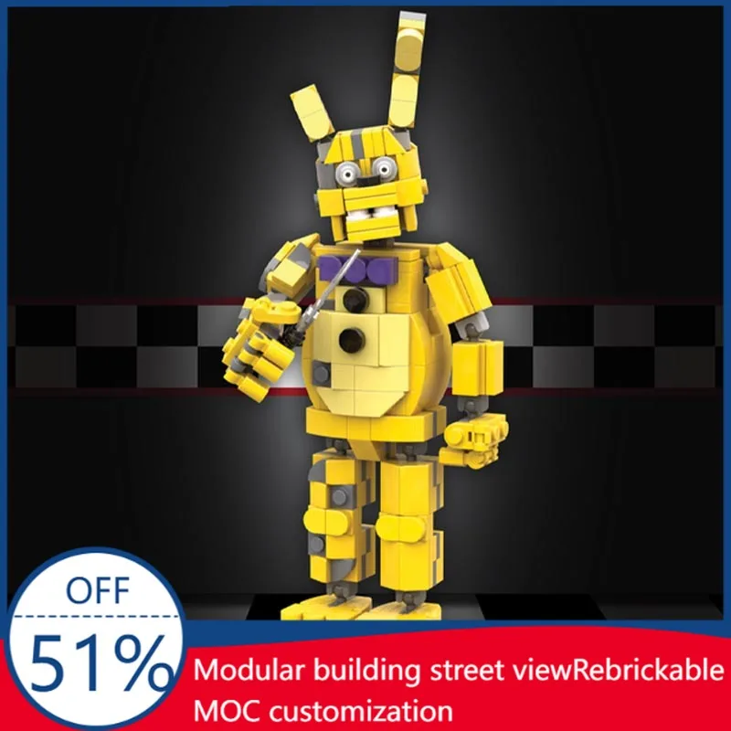 

286 PCS Customize MOC Springtrap Movie Nights at Freddy's Character Model Custom Building Blocks DIY Assembly Toy Display Gifts