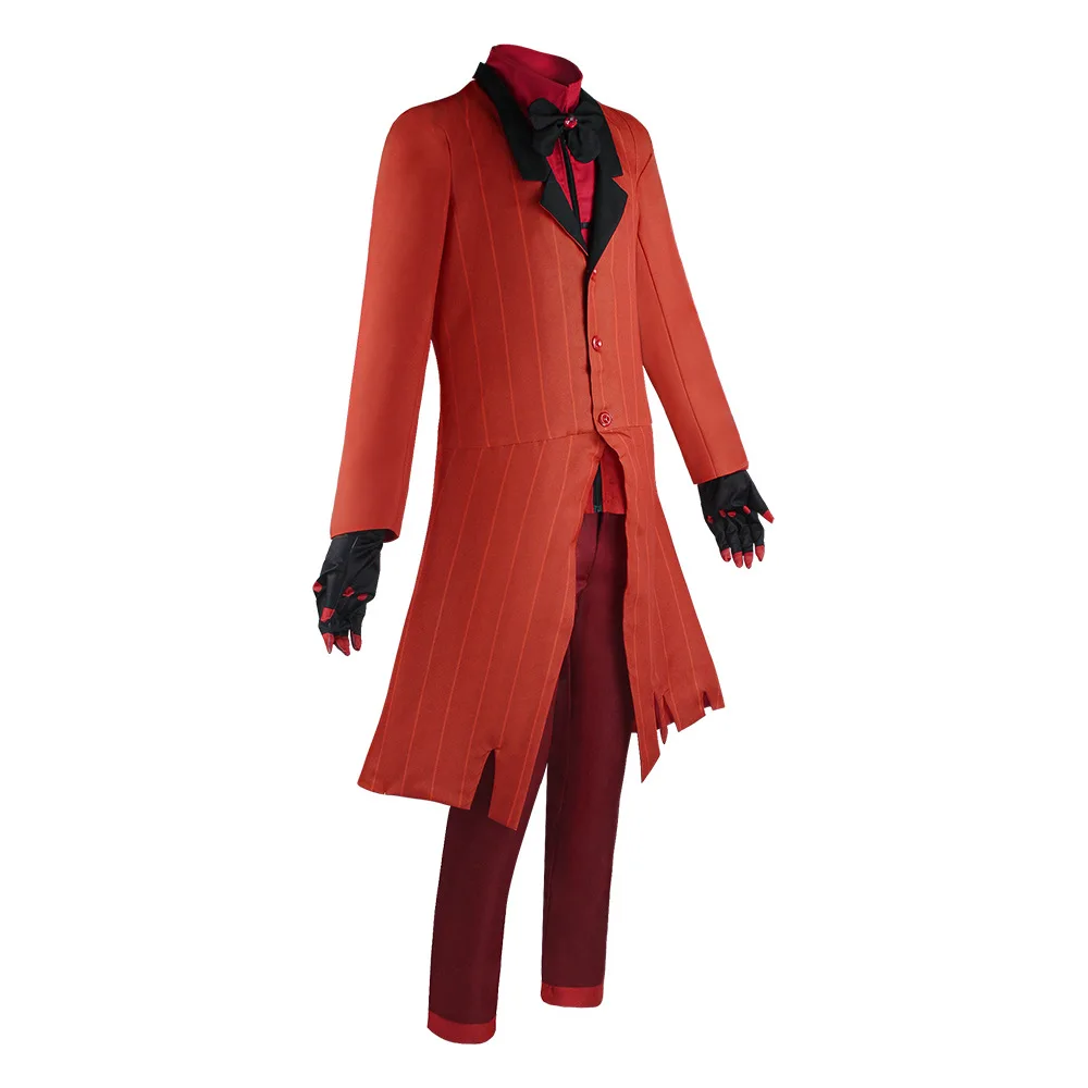 Alastor Hazbin Cosplay Costume Hotel Radio Demon Cosplay Red Jacket Shirt Pants Gloves Tie Uniform Halloween Full
