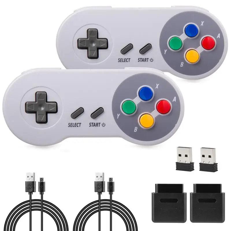 Top! 2 Pack 2.4 GHz Wireless USB/SNES Controller Joystick for Super NES/SFC Game Console & Windows PC MAC Linux Genesis