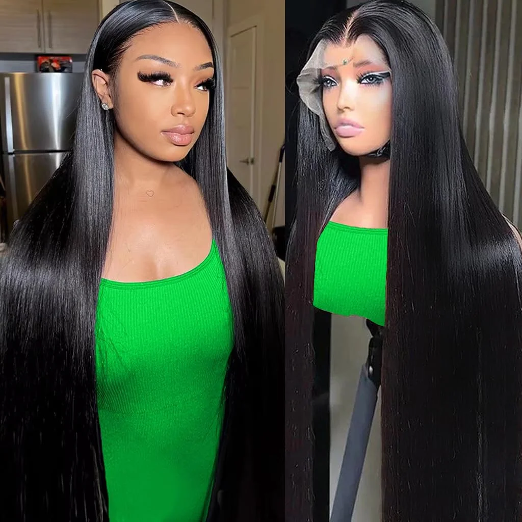 

36 42-дюймовые прямые парики с HD-кружевом 13x6, предварительно выщипанные, бразильские, с прозрачным кружевным фронтом, из натуральных человеческих волос для женщин, плотность 200%