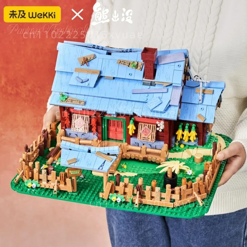 Wekki Boonie Bears Building Blocks Logger Vick Winter Forest Cabin Assembling Street Scene Model Toy Collectible Children's Gift