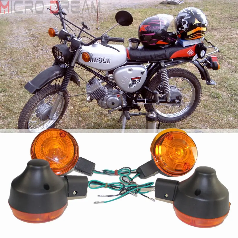

12V Motorcycle Front Indicator Lamp Rear Turn Signal Light Blinker 4pcs Flasher Lights Tail Lamp Black For Simson S50 S51 S70