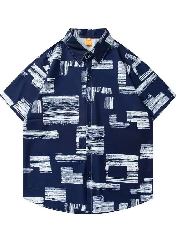 

New 2025 Men's Ice Silk ort Sve irt Summer Thin Loose Hawaii Beach Drapey irt Jaet Lightweight Breathable Printed