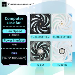 Thermalright TL-B14B EXTREM/TL-B14W/TL-B14 140mm Computer Case Fan 2000RPM 4PIN PWM High Performance Quiet Cooler Fan
