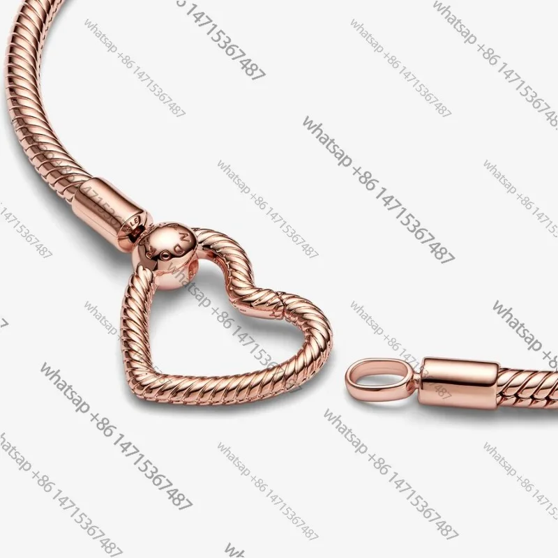 2024 New Pandora series: Pandora Moments heart-shaped chain link snake bone bracelet, a gift for girls