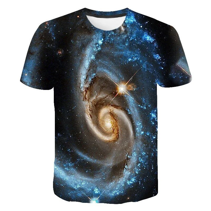 Herren-T-Shirt mit 3D-Galaxy-Planet-Print, Rundhalsausschnitt, kurzen Ärmeln, Sommer, lässige Streetwear, Herren-Oberteile – Detail 5