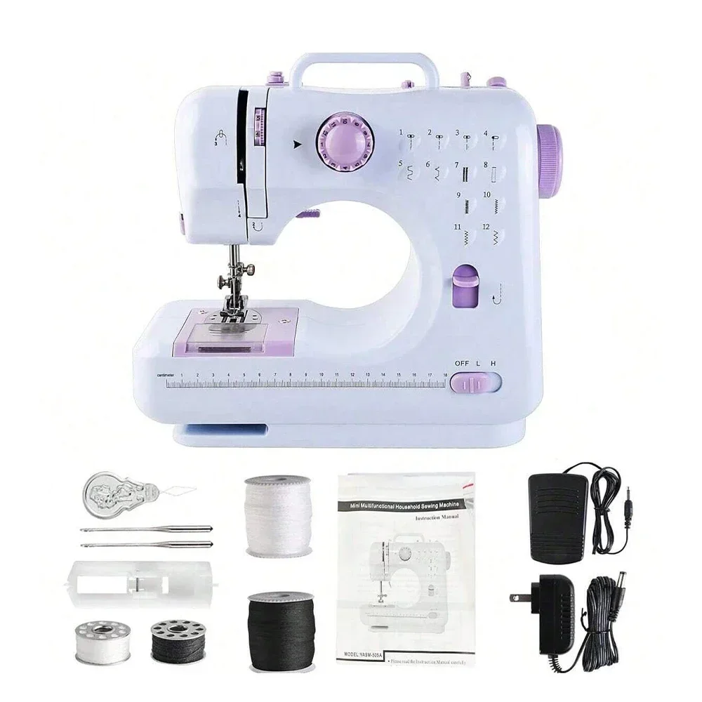 Sewing Machine, 12 Stitches Domestic Sewing Machine, Presser Foot, Overlock Machines, Electric Portable Pedal, Clothes Stitch