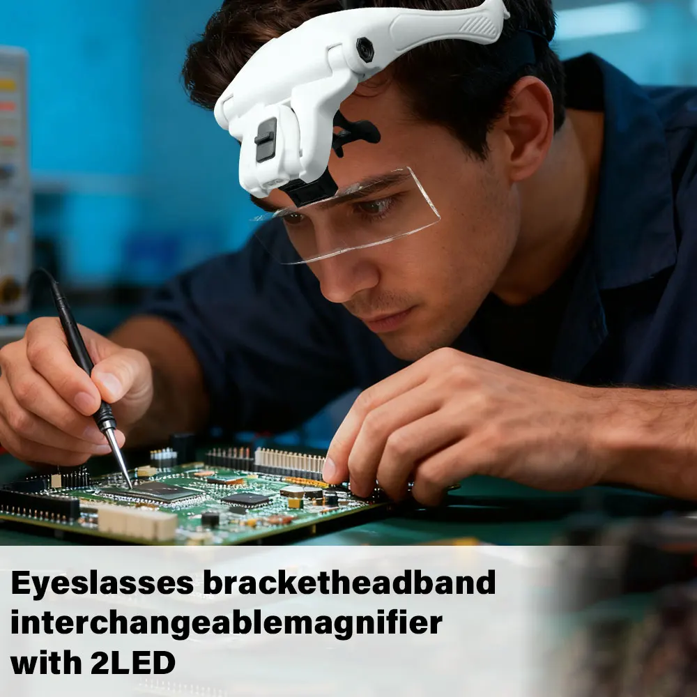 Magnifying Glasses Headband Magnifier Jeweler Head Loupe LED Light Lamp Optical Glass Tool Repair Reading Eye Glasses Magnifier