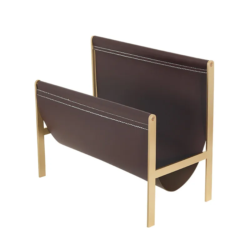 Nordic medieval ebony color book newspaper shelf floor leather magazine bookshelf