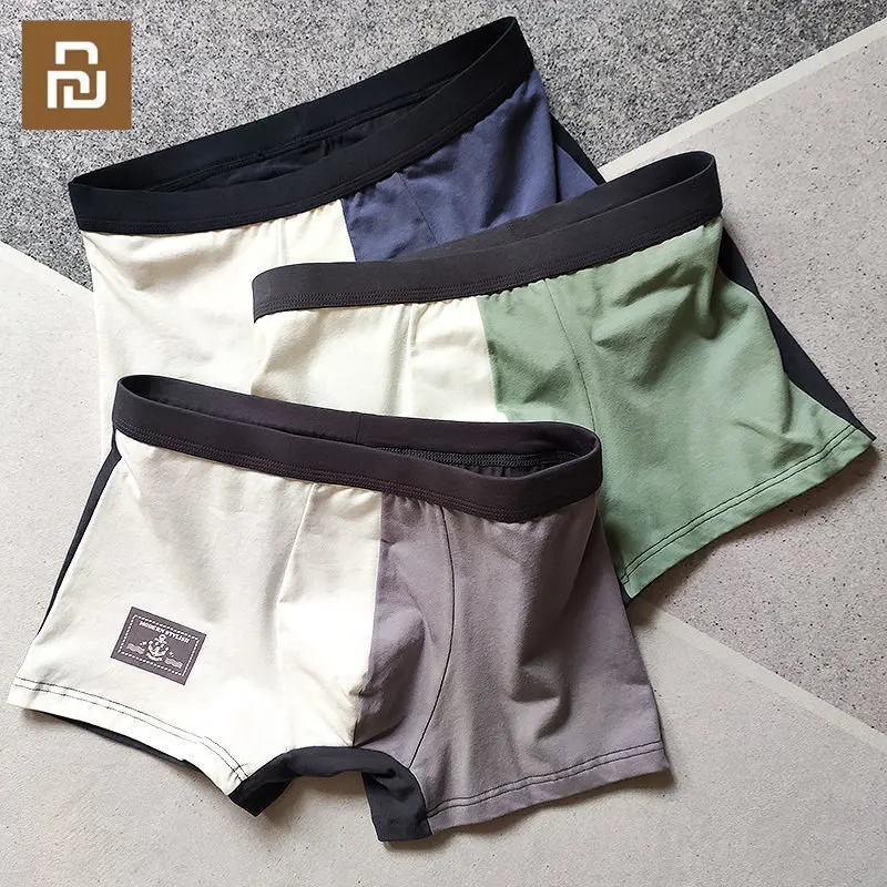 Youpin 3Pcs Cotton Mens Underwear Panties Elasticity Boxers Men Breathable Trunk Boxer Shorts Man Fashion Shorts Male Panties