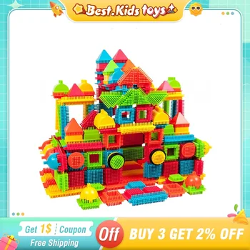 DIY children&#x27;s toy building block child&#x27;s bristle shape brick intellectual modeling interactive parent-child assembly educational toy