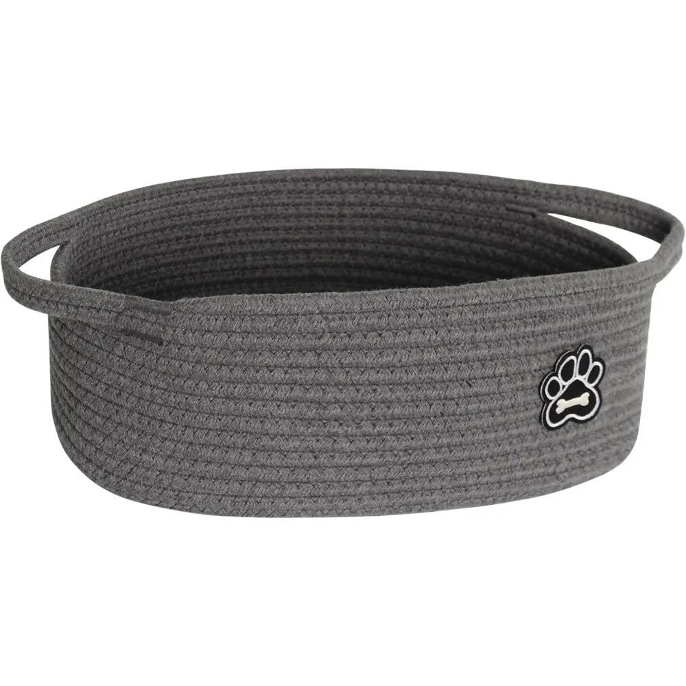 

Dog toy basket, soft cotton rope dog and cat toy box, living room daycare woven storage rack, cat and pet gift basket