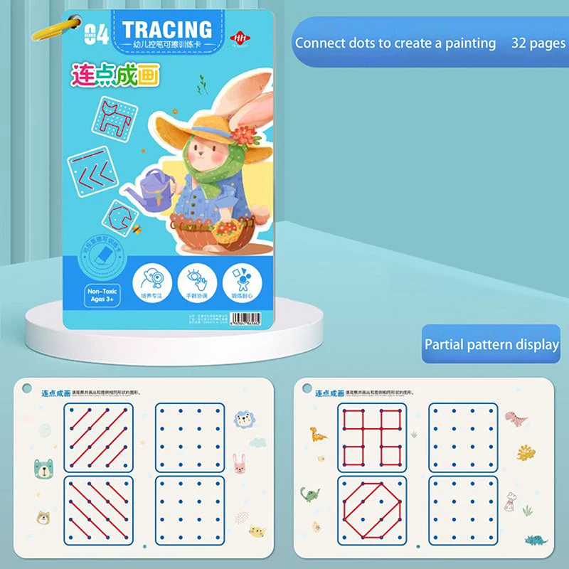 Stylo éducatif pour bébé en bas âge, 32 Pages, contrôle du traçage, cahier d'exercices de formation, écriture, dessin, jouets d'apprentissage précoce, 1 pièce