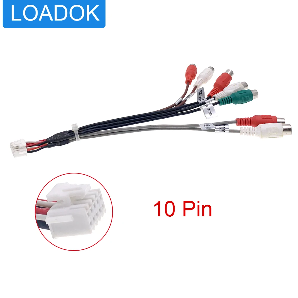 

10 Pin Universal Car Radio RCA Output Wire Harness Aux Input SUB Woofer Cable Adapter Connector Android DVD Navigation