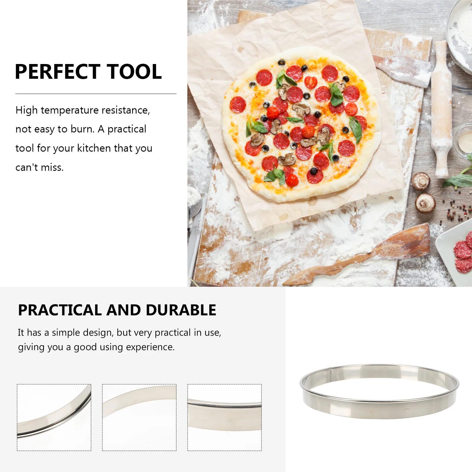 

1pcs Stainless Steel Pizza Ring 2.5 Inch Deep Muffin Baking Rings For Homemade Scones Heat Resistant Kitchen Tool