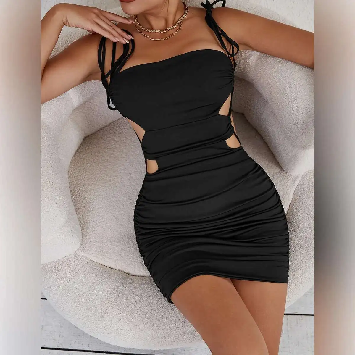 

Платье Новинка 2025 года, уязвимость на шнуровке, сексуальная облегающая юбка на бедрах Y2k Harajuku, роскошное летнее платье 2025 года, халат, женское элегантное платье