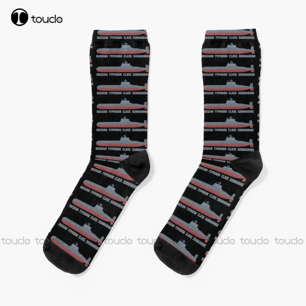 Russian Typhoon-Class Ballistic Missile Nuclear-Powered Submarine Ssbn Gift Socks Colorful Socks Street Skateboard Socks Cartoon