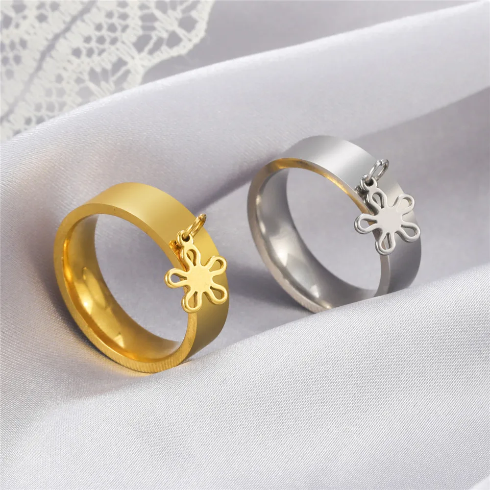 Skyrim Heart Charm Rings for Women Bohemian Stainless Steel Gold Color Aesthetic Ring 2024 Trend Korean Jewelry Birthday Gift