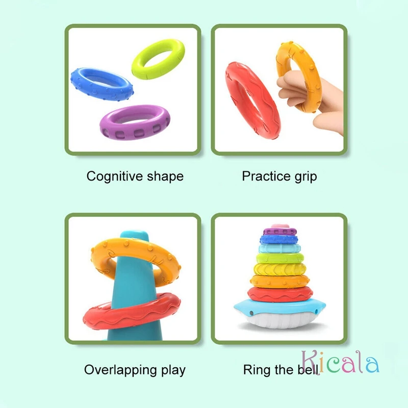 Rainbow Stacker Rings Toy Roly-Poly Base Stacking Rings Baby Toys Sensory Montessori Toys Fine Motor Skills Educational Toys