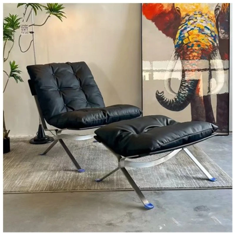 

Metal first layer cowhide sofa chair, lazy armchair