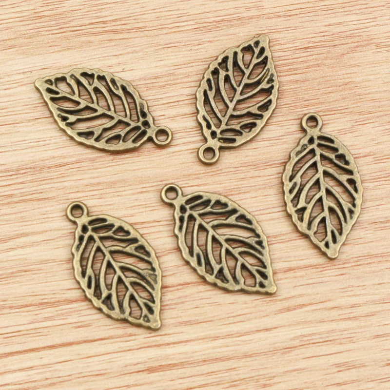 12 sztuk 27x15mm antyczny brąz i antyczne srebro Plated liść styl ręcznie Charms wisiorek: DIY dla bransoletka naszyjnik — zdjęcie 4