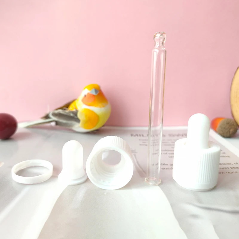 20 szt. 18mm Czarne/Białe Plastikowe Nakrętki z Zabezpieczeniem przed Dziećmi/Bezpieczne przed Manipulacją/Zaciskane na Śrubkę z Pipetą Szklaną, Białe/Czarne Nakładki z Głowicą Klejową