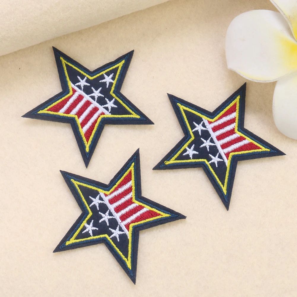 2PCS Gold Thread Insignia Five-pointed Star Badge Badge Patch DIY Clothing Shoes Hat Bag Accessories Embroidery Cloth Sticker