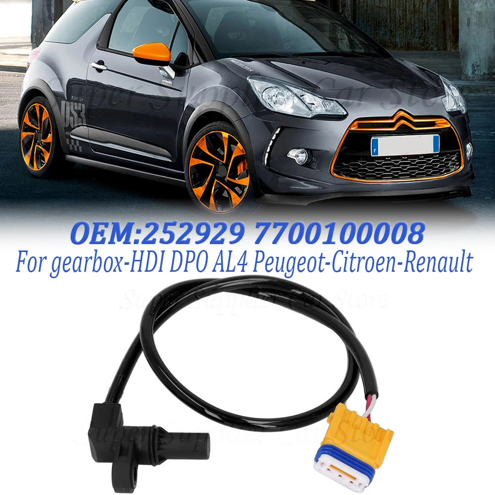 

Датчик ввода коробки передач автомобиля Датчик автоматической скорости 252929 252928 7700100008 Датчик оборотов для Peugeot 206 307 Citroen C3 C4 C5