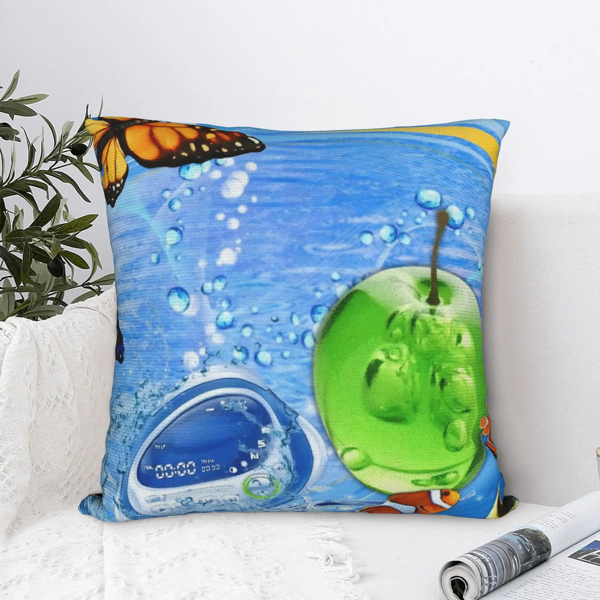 Electronic Y2K Frutiger Aero Square Pillow Cases  Cushion Cover Customized Zipper Decor Pillowcase for Car 40*40cm