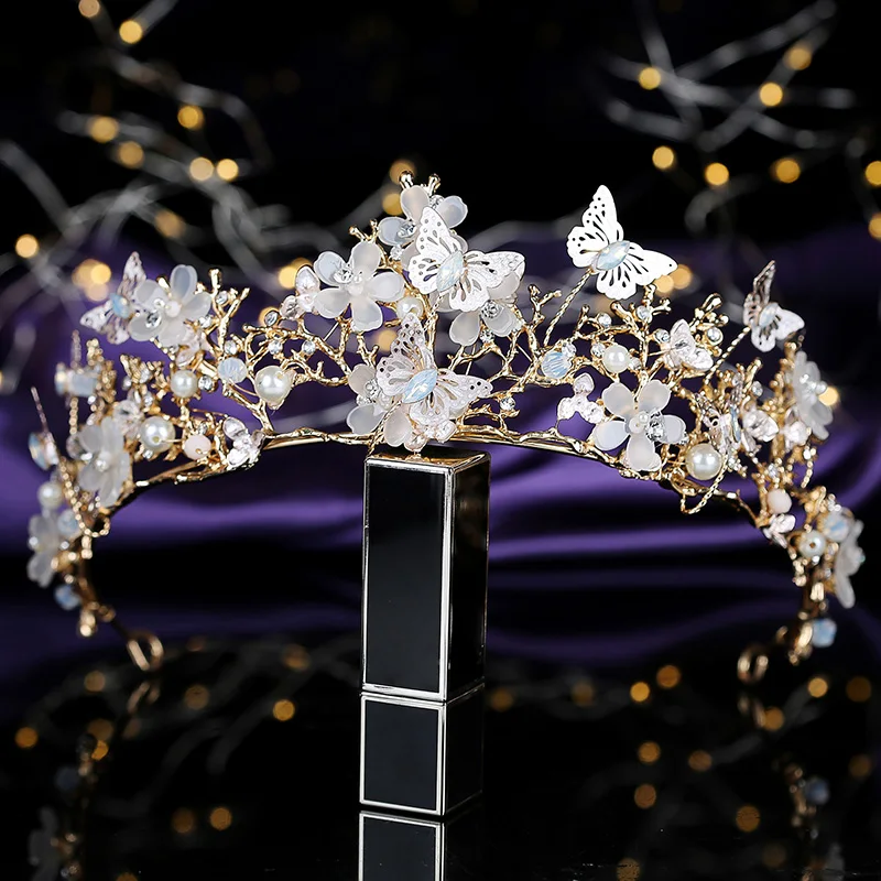 Tiaras And Crown HADIYANA Romantic Butterfly Design Women Wedding Party Corona Princes Zircon BCY8890 Women Jewelry Accessory