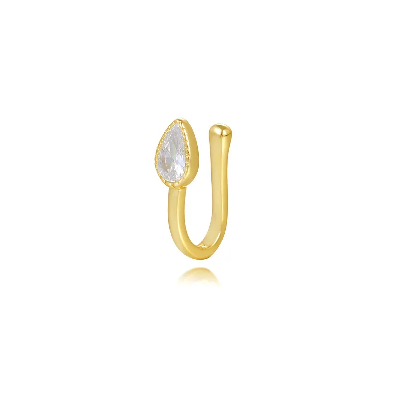 1pc 925 Sterling Silver Moon/Crown Zirconia Imitation Pierced Nose Ring, Unique and Delicate Clip-On Nose/Ear Clip Body Jewelry view 4