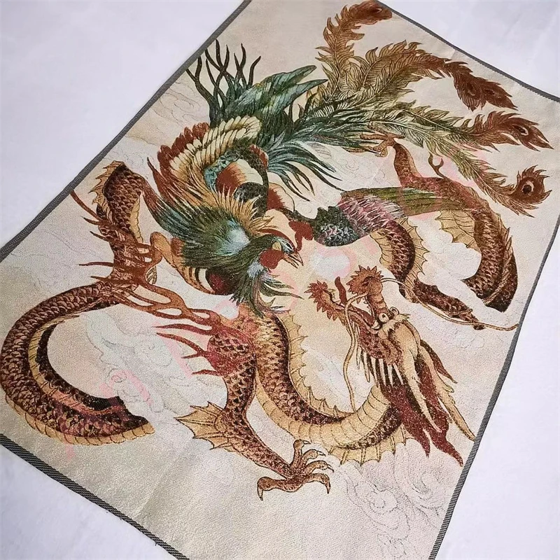 Thangka, embroidered brocade painting, auspicious dragon and phoenix, exquisite home decoration, auspicious