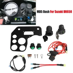 DR650 Motorcycle MD5  Dash Panel For Suzuki DR 650 Digital Dashboard Cover Cap Bezel USB Charging Port 2 Switches Kit Aluminum