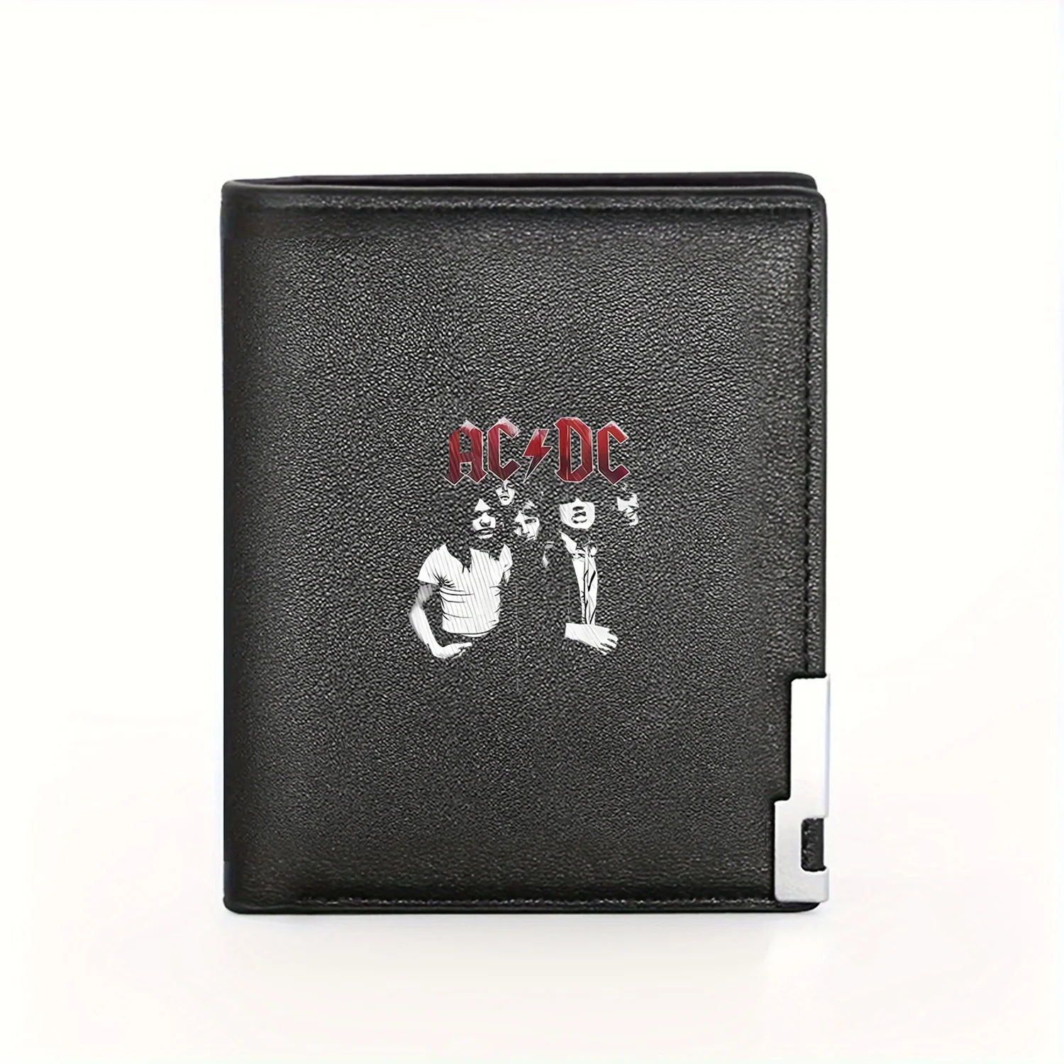 Portfel męski z grafiką zespołu rockowego AC/DC, biznesowy, casualowy, elegancki, prosty, praktyczny, wysokiej jakości, stylowy, z nadrukiem graficznym, kreatywny.