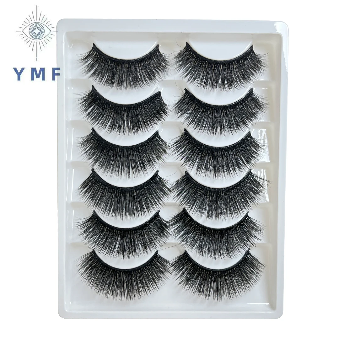 6 Pairs 5d Lashes Wholesale  Handmade False Eyelashes Cross Messy Dense Natural Eye Lashes Stage Makeup False Eyelashes