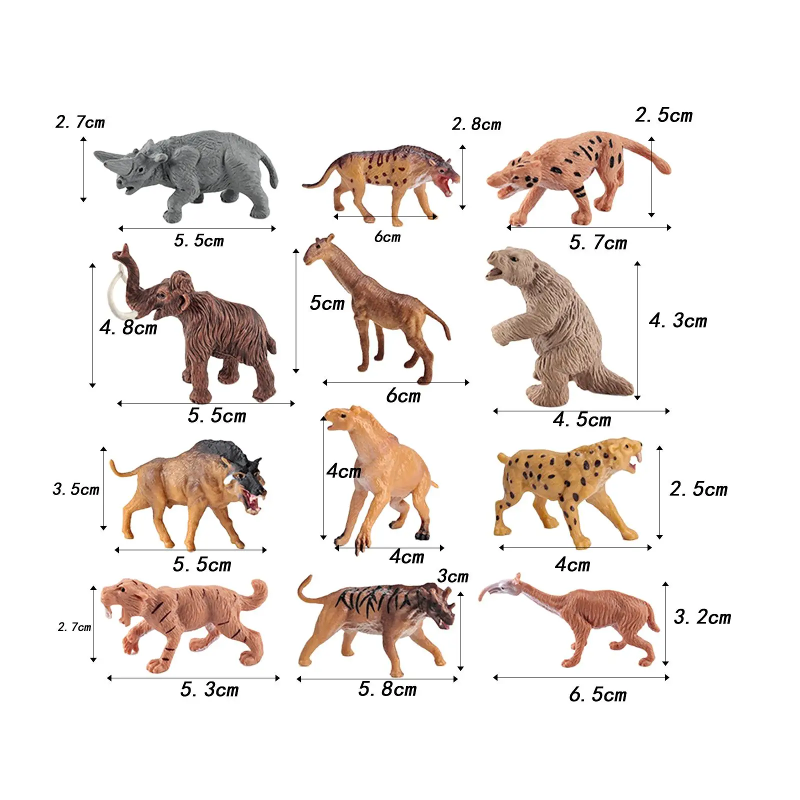 5x12 قطعة نموذج حيوان صغير ما قبل التاريخ عطلة الحاضر تماثيل صغيرة على شكل حيوانات نمط C