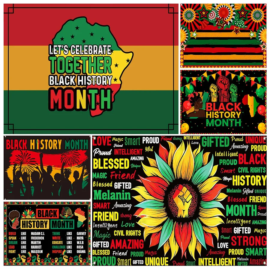 خلفيات زينة شهر التاريخ الأسود لافتات نسائية لخلفية التصوير الفوتوغرافي لمهرجان أفريقي أمريكي أفريقي