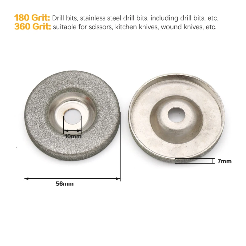 1pc 56mm Diamond Grinding Wheel 180/320/600 Grit Circle Grinder Disc Stone Sharpener Angle Cutting Wheel Rotary Tool Accessories