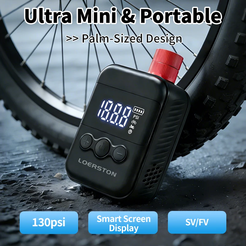 

Electric Mini Bicycle Air Pump 130PSI Digital Inflator 500mAh Portable MTB Bike Schrader Presta Tire Valve Bike Accessories
