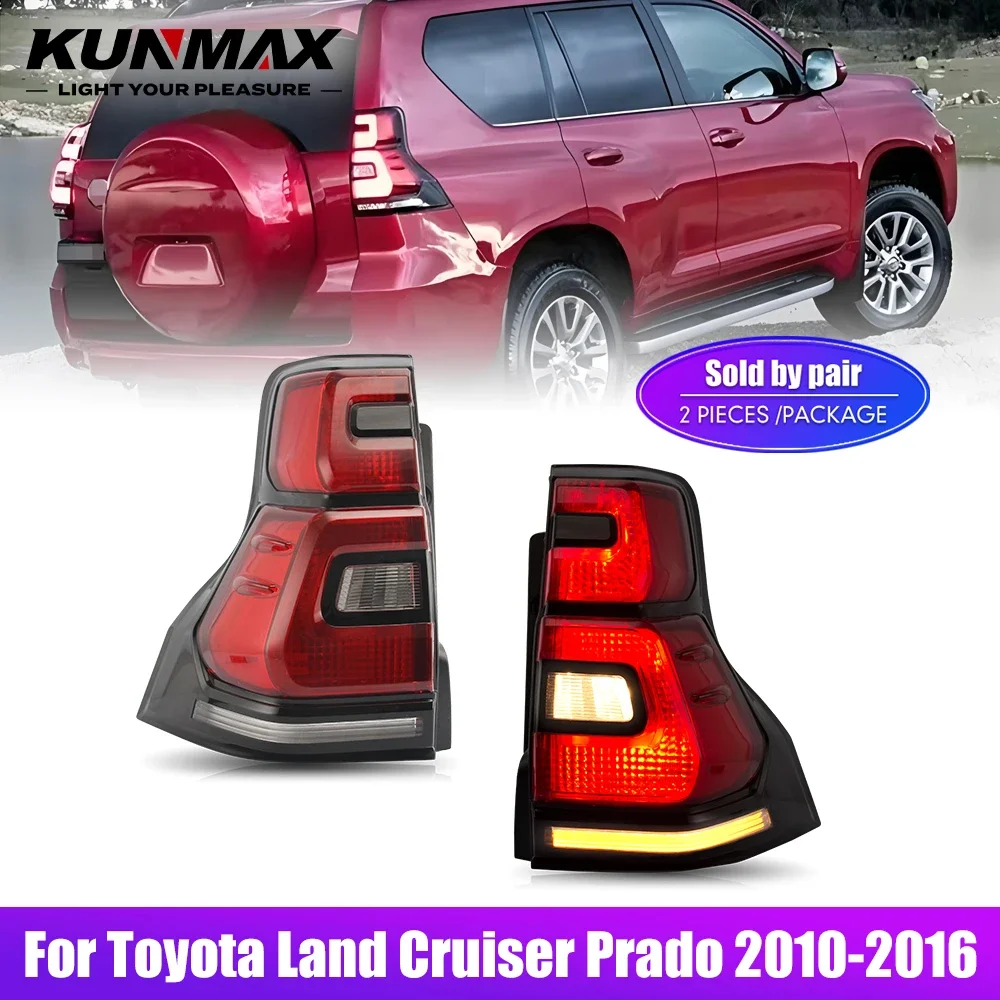 

Пара светодиодных задних фонарей для Toyota Land Cruiser Prado 2010-2016 DRL, сигнал поворота заднего хода, задний фонарь автомобиля в сборе