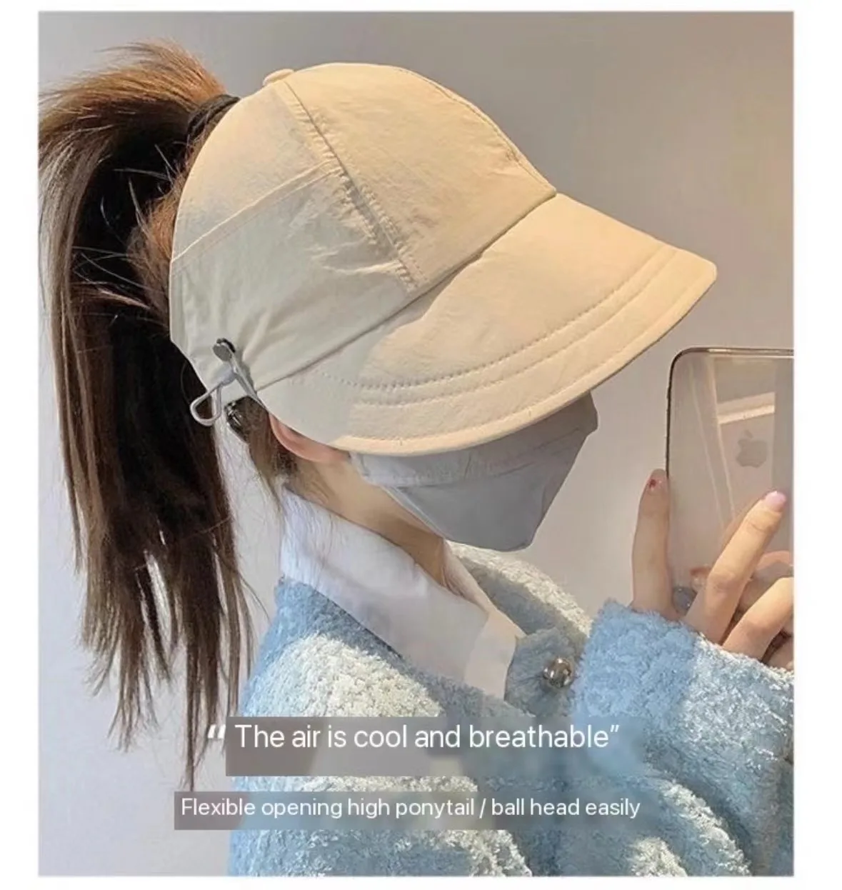 

Summer new style Ruth sun hat, versatile, quick-drying, breathable, can be tied into a ponytail, foldable sun fisherman hat