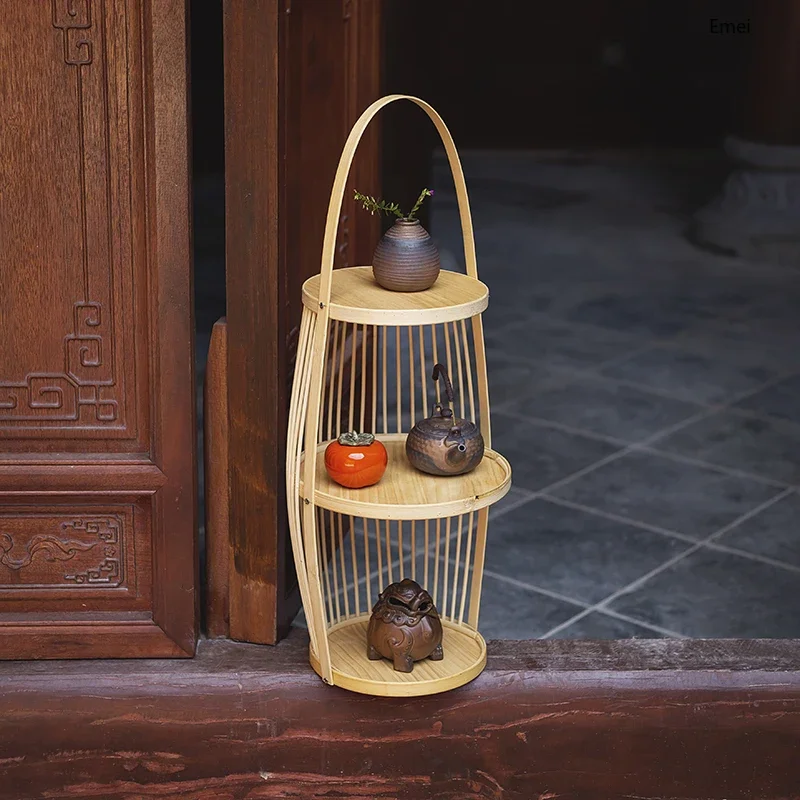 

Indoor Living Room New Chinese Multi-Layer Floor Storage Rack Outdoor Balcony Potted Bamboo Flower Rack